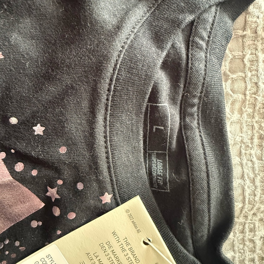 adidas Black and metallic Pink Long Sleeve Tee